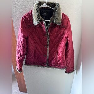 Women's Quilted  Jacket with Faux Fur Trim